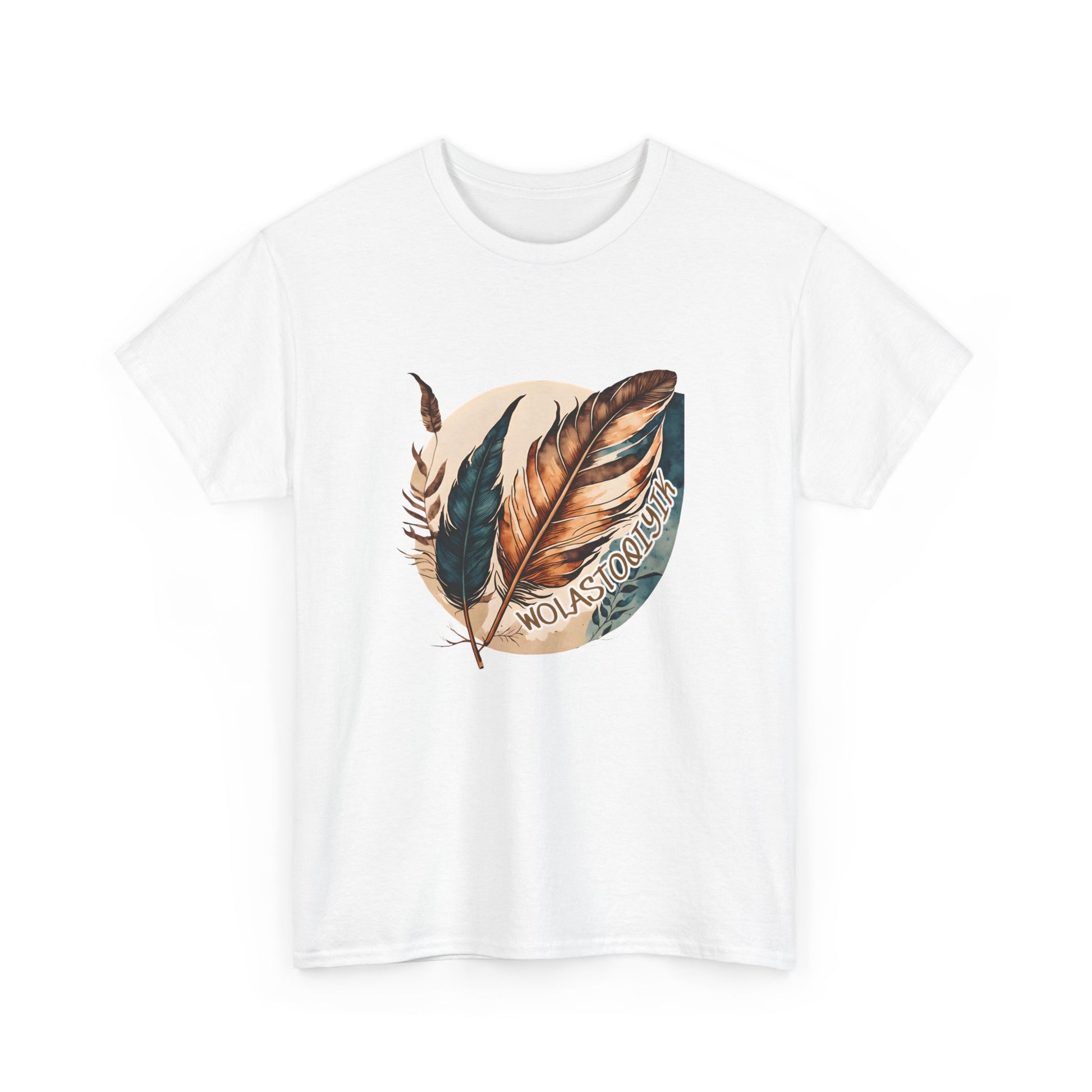 Wolastoqey Wolastoqiyik Maliseet Feather Unisex Heavy Cotton Tee.