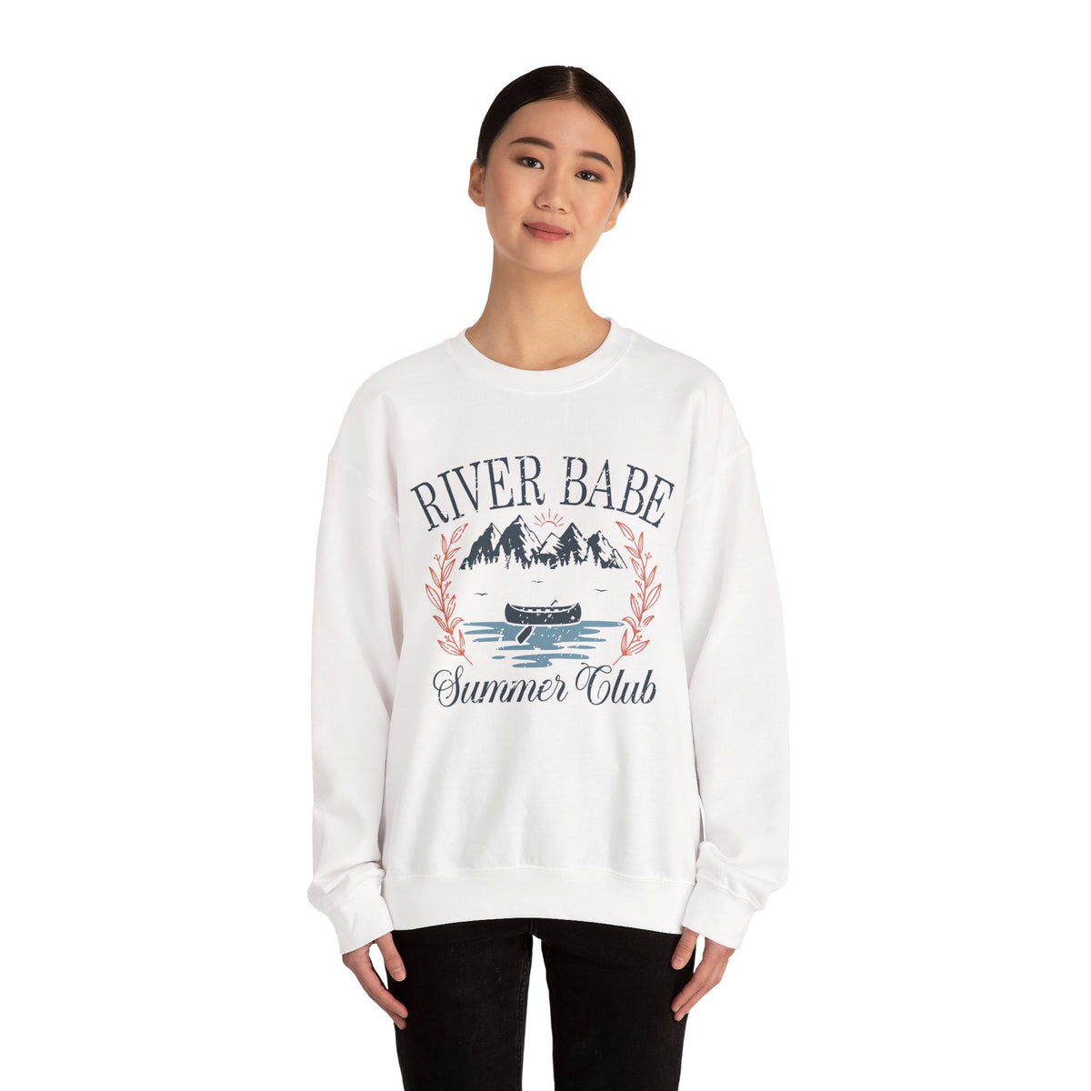 River Babe Crewneck Sweatshirt — Vintage Canoe Lake Design
