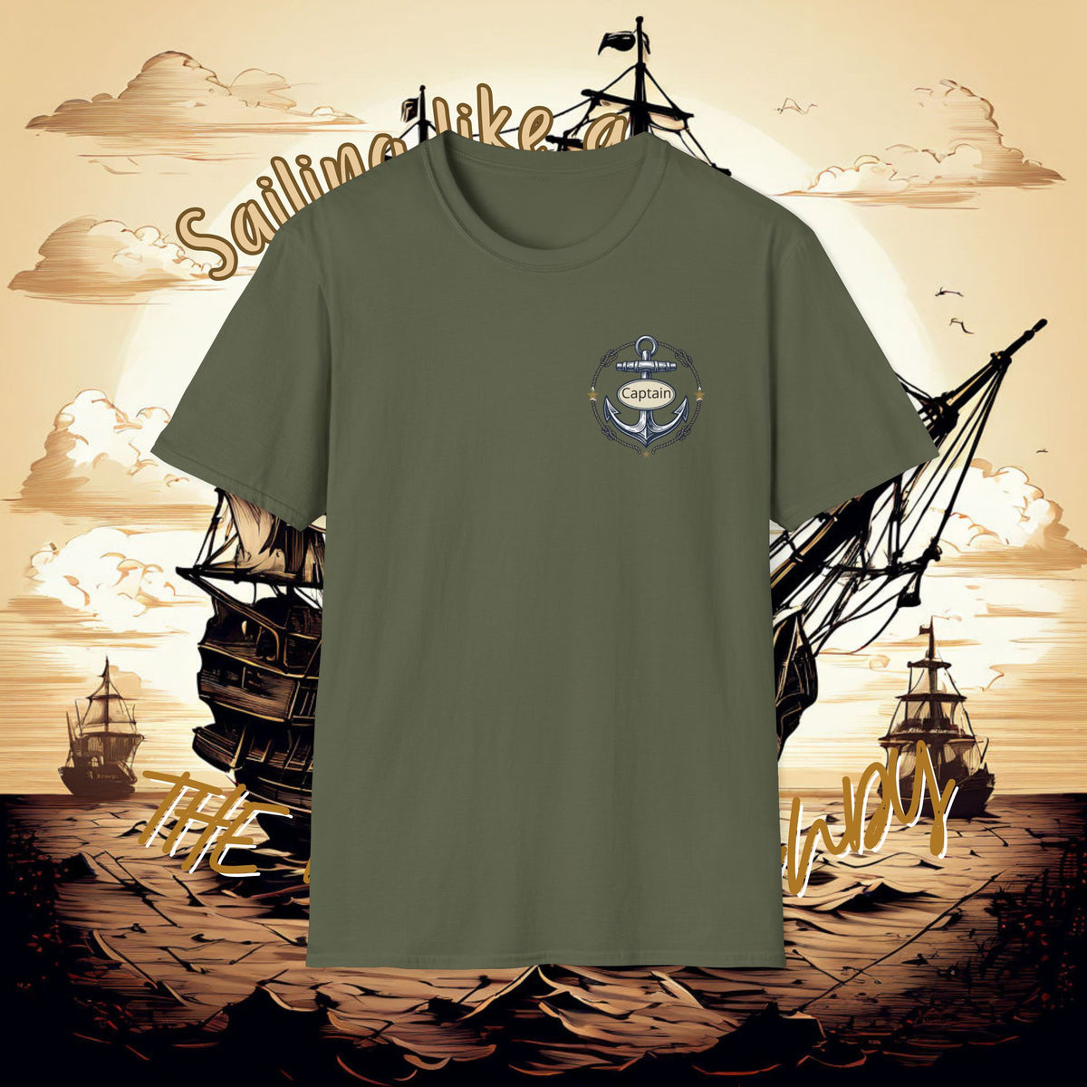 Sailing Captain Tee — Nautical Anchor Emblem T-Shirt
