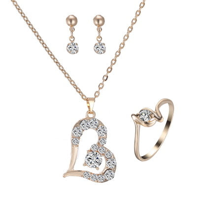 Heart Pendant Jewelry Set Rhinestone - The Snarky Pirate