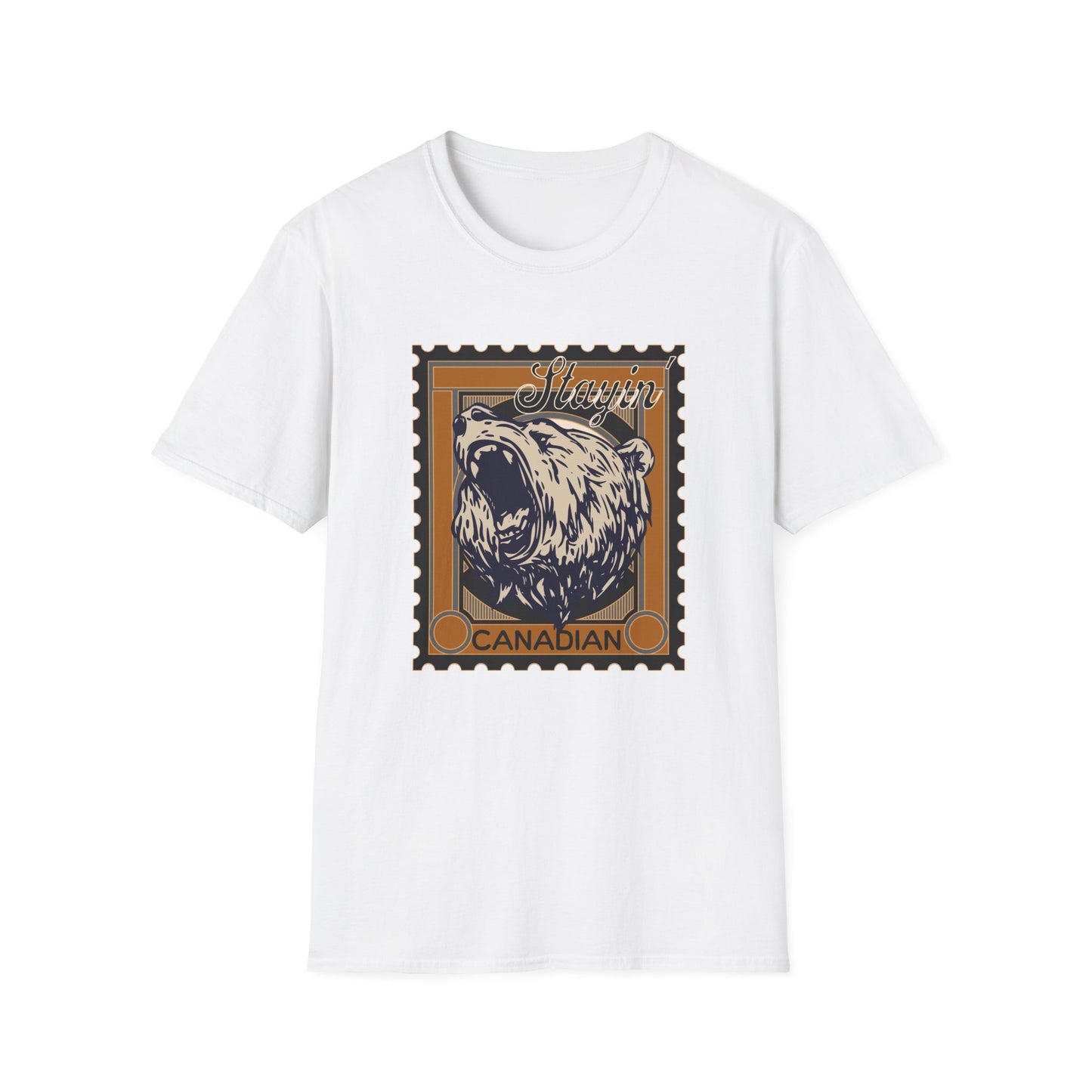 Stayin' Canadian Grizzly Bear Stamp Unisex T-Shirt - The Snarky Pirate