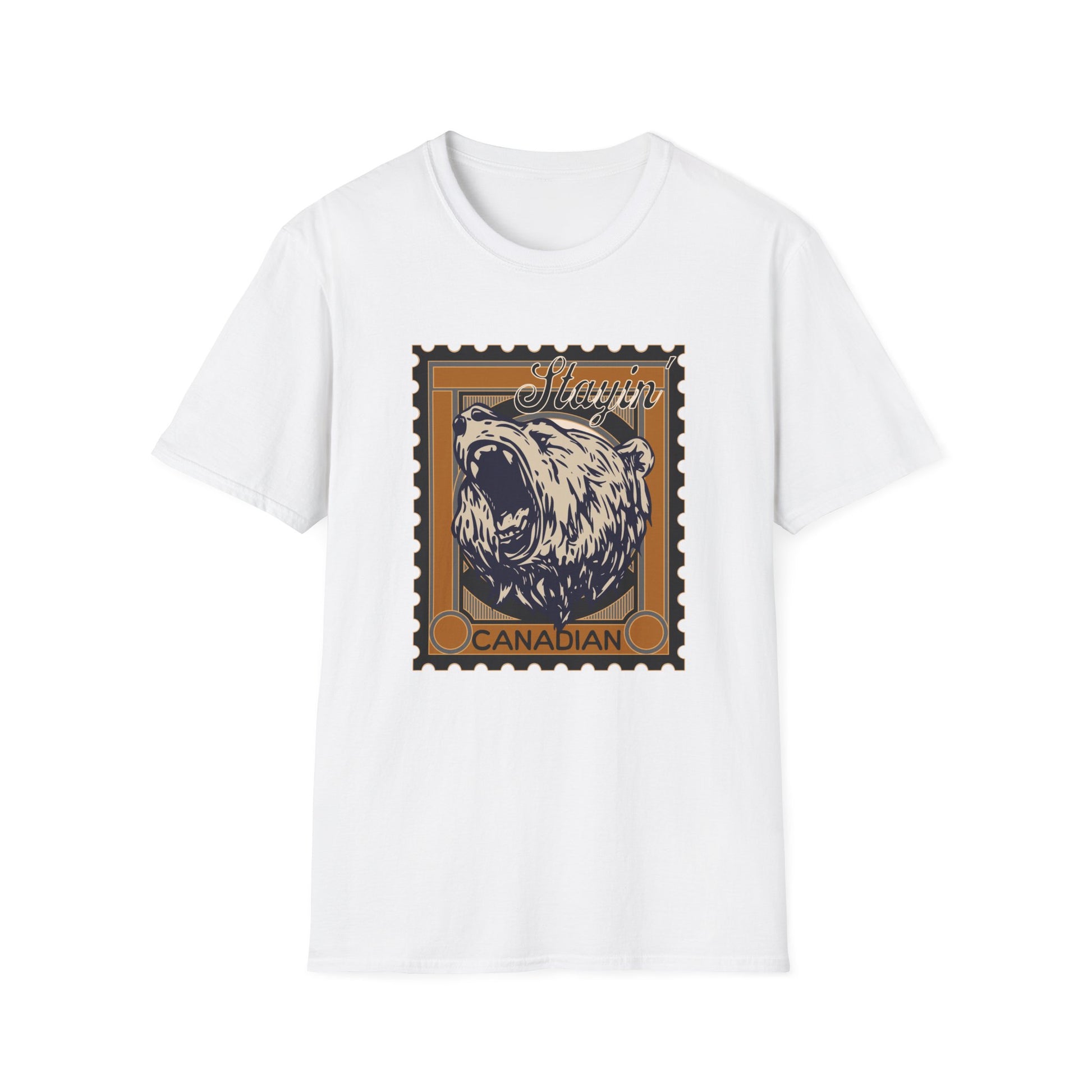 Stayin' Canadian Grizzly Bear Stamp Unisex T-Shirt - The Snarky Pirate