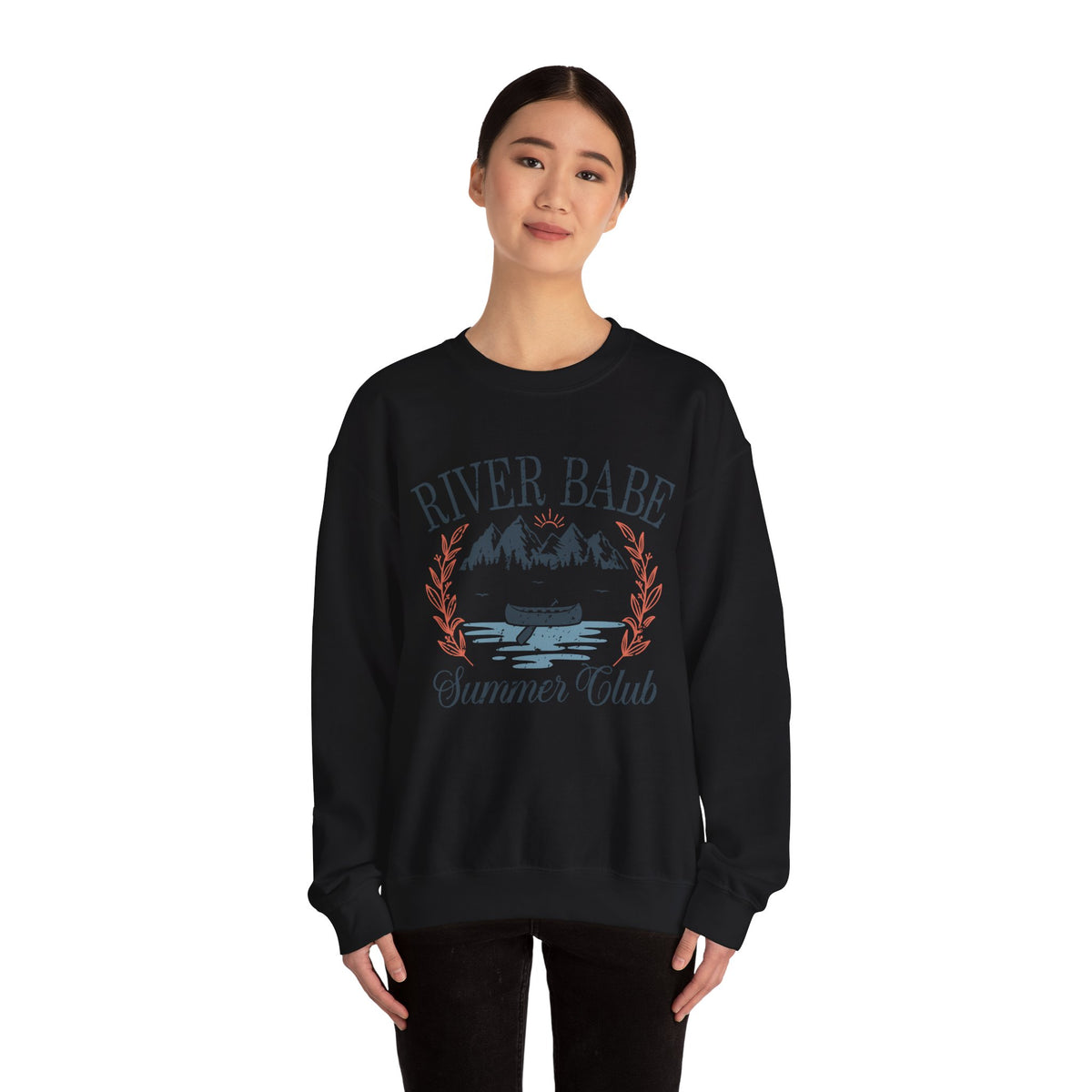 River Babe Crewneck Sweatshirt — Vintage Canoe Lake Design