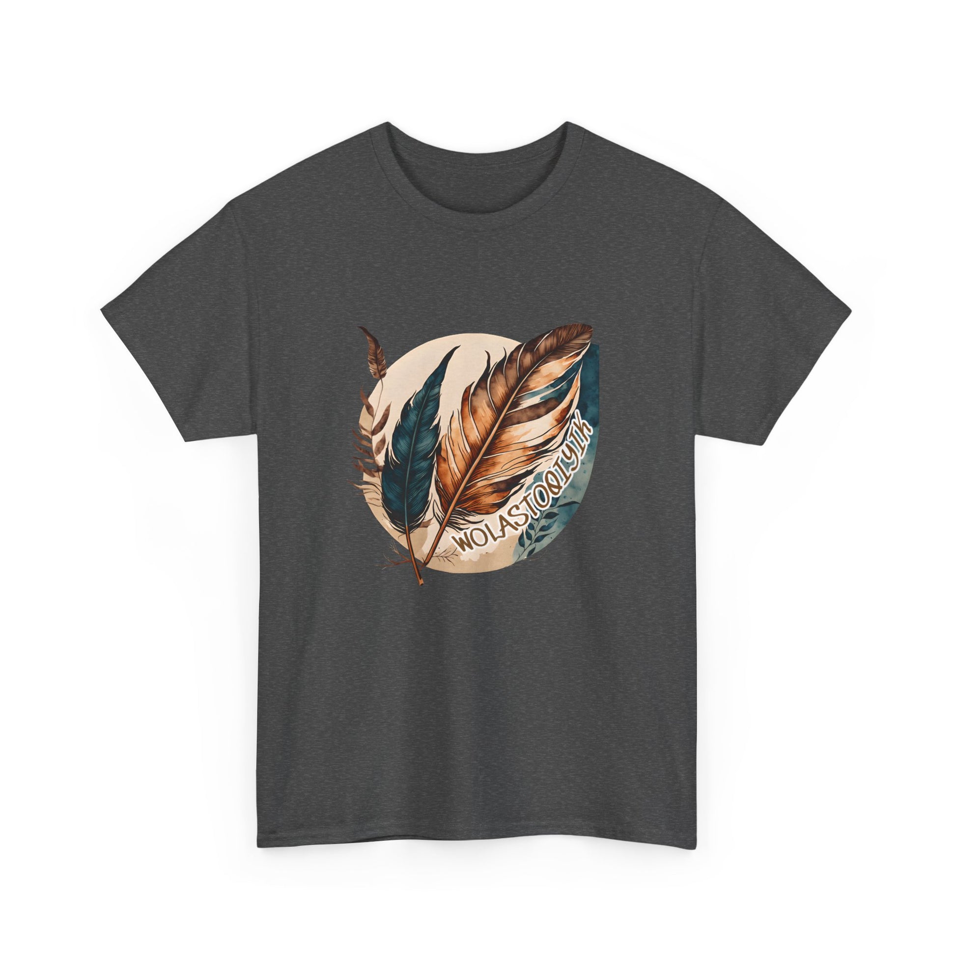 Wolastoqey Wolastoqiyik Maliseet Feather Unisex Heavy Cotton Tee.