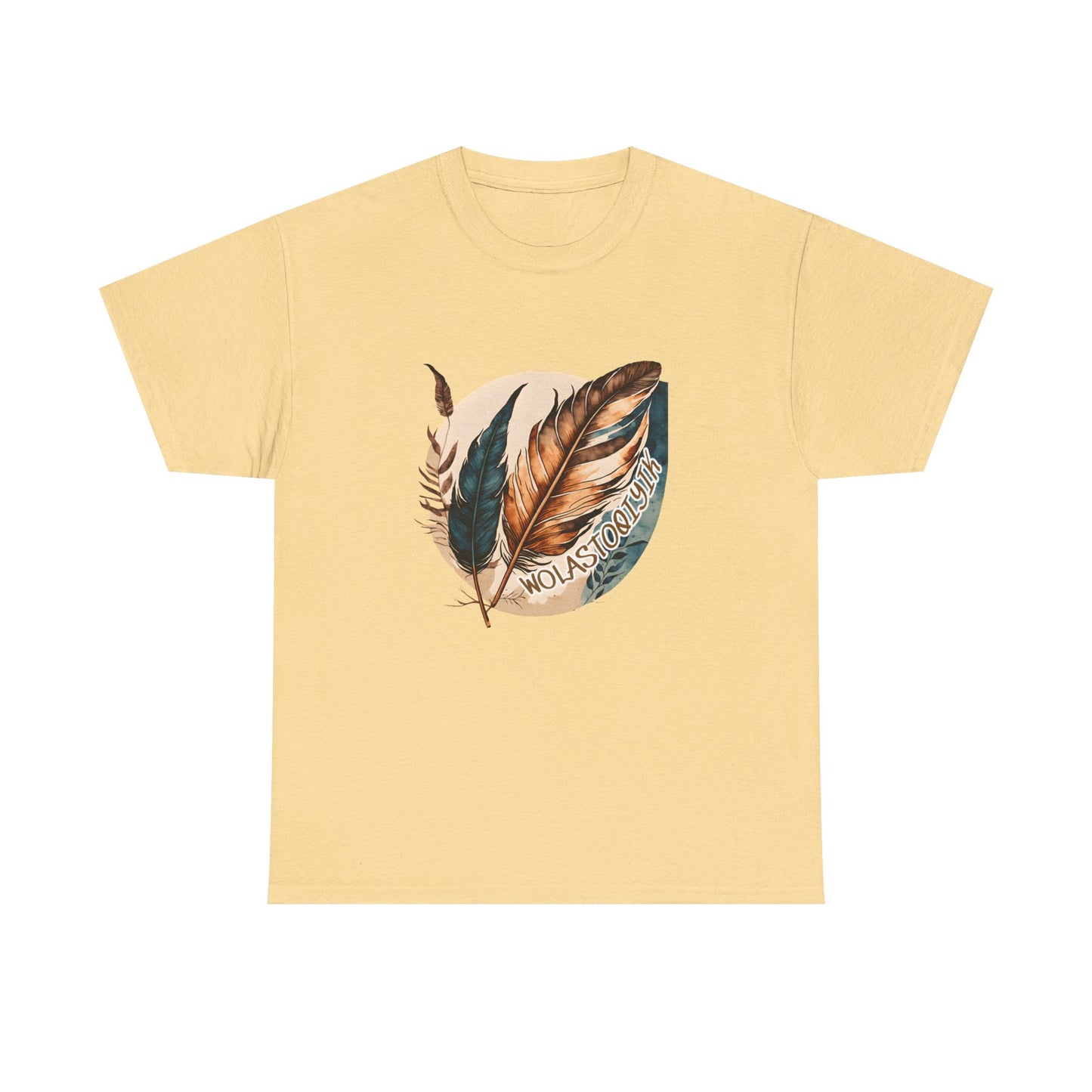 Wolastoqey Wolastoqiyik Maliseet Feather Unisex Heavy Cotton Tee.