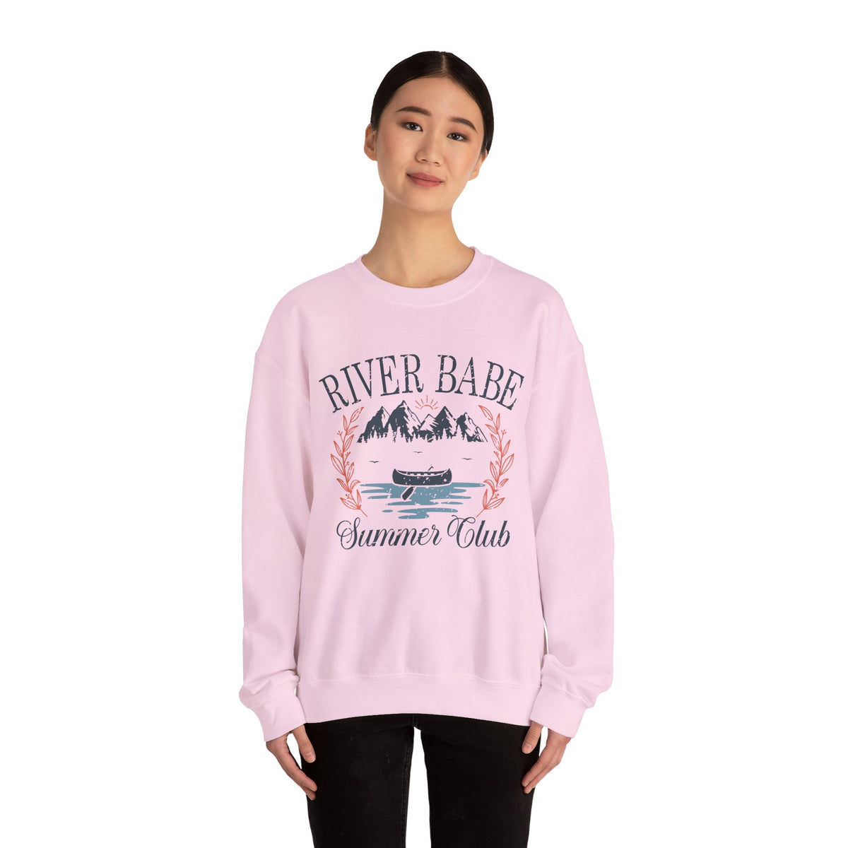 River Babe Crewneck Sweatshirt — Vintage Canoe Lake Design