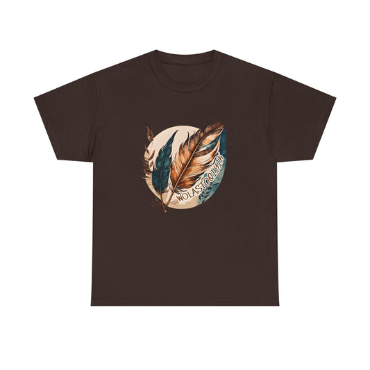 Wolastoqey Wolastoqiyik Maliseet Feather Unisex Heavy Cotton Tee.