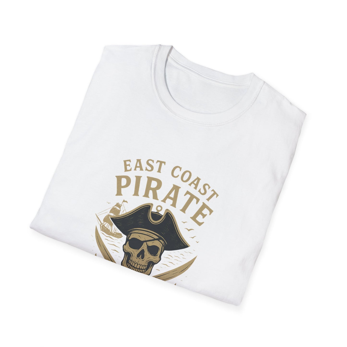 East Coast Pirate Unisex Softstyle T-Shirt | Fun Pirate Graphic Tee, Summer Casual Wear, Gift for Sailors, Pirate Parties, Halloween Costume