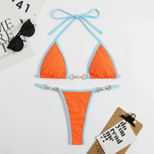 Micro mini string bikinis set- High waist thong