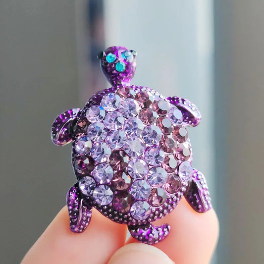 Vintage Purple Rhinestone Turtle Brooch - The Snarky Pirate