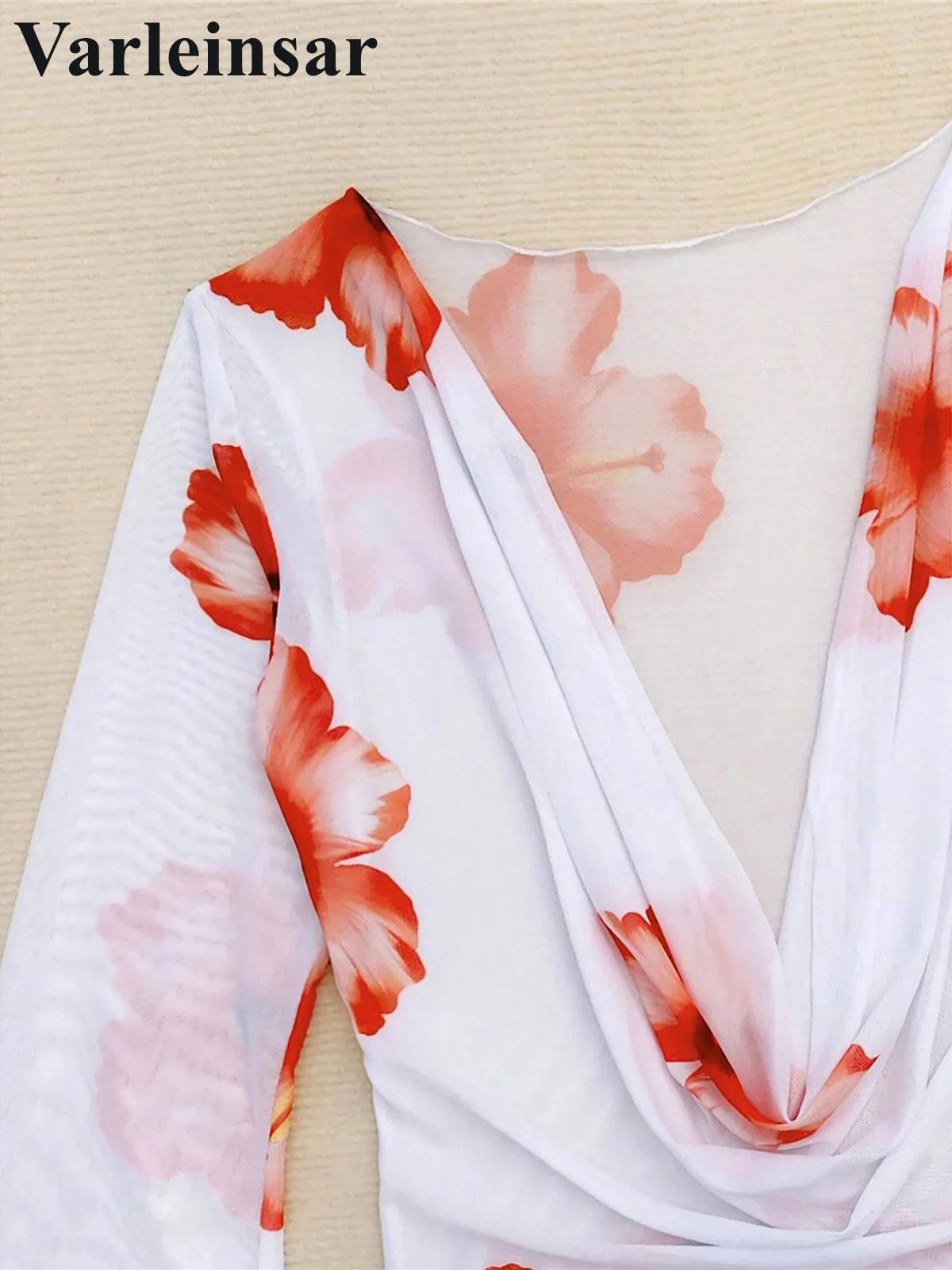 White Floral Bikini Set With Cover Up