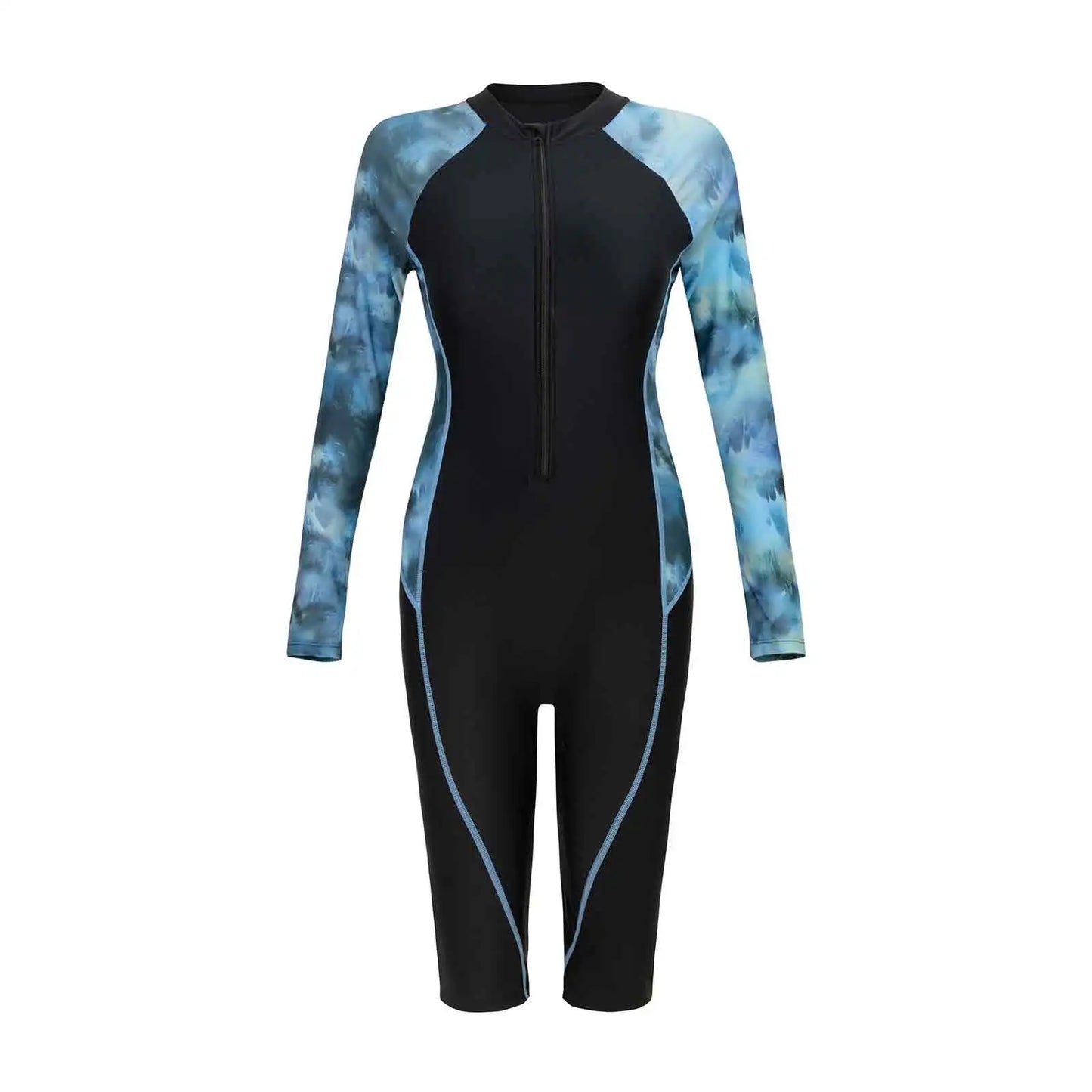 Women's Long Sleeve One-Piece Swimsuit – Patchwork Camouflage Surfing Suit