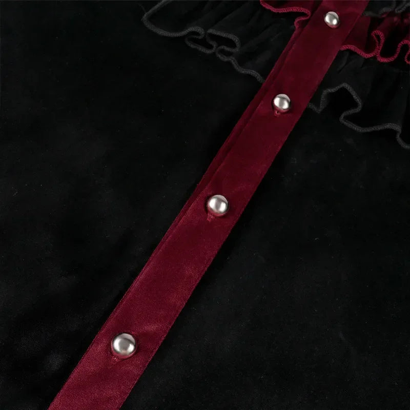 Black Ruffled Pirate Shirt - Gothic Victorian Style.