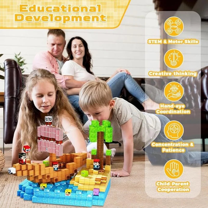 Pirate Ship Magnetic Building Blocks - STEM Playset.