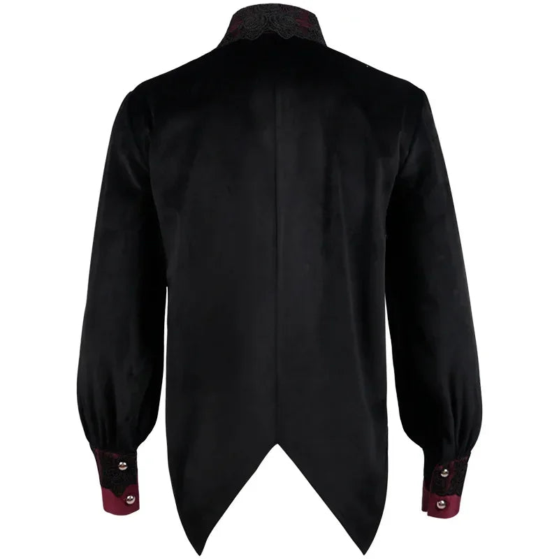 Black Ruffled Pirate Shirt - Gothic Victorian Style.