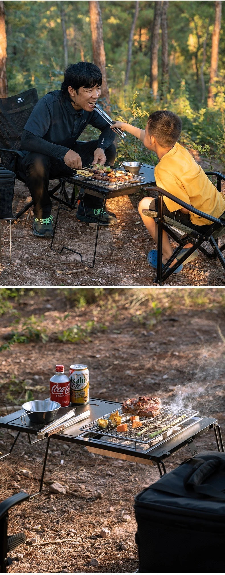 CAMPINGMOON UG-1 Unit IGT Carbon Grill Camping Table Expansion Windproof BBQ Double-Layer Insulated Firewood Stove