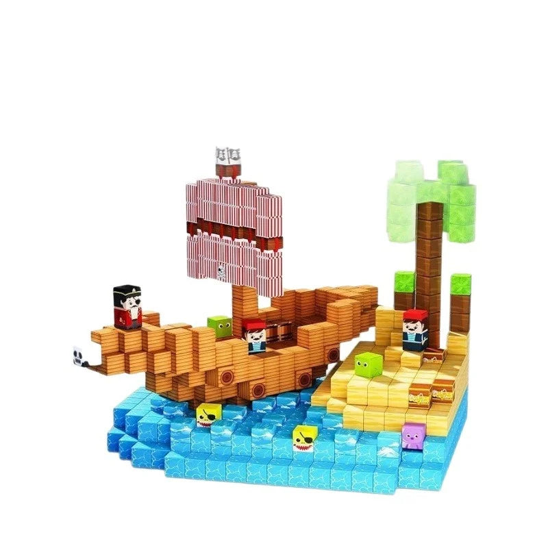 Pirate Ship Magnetic Building Blocks - STEM Playset.