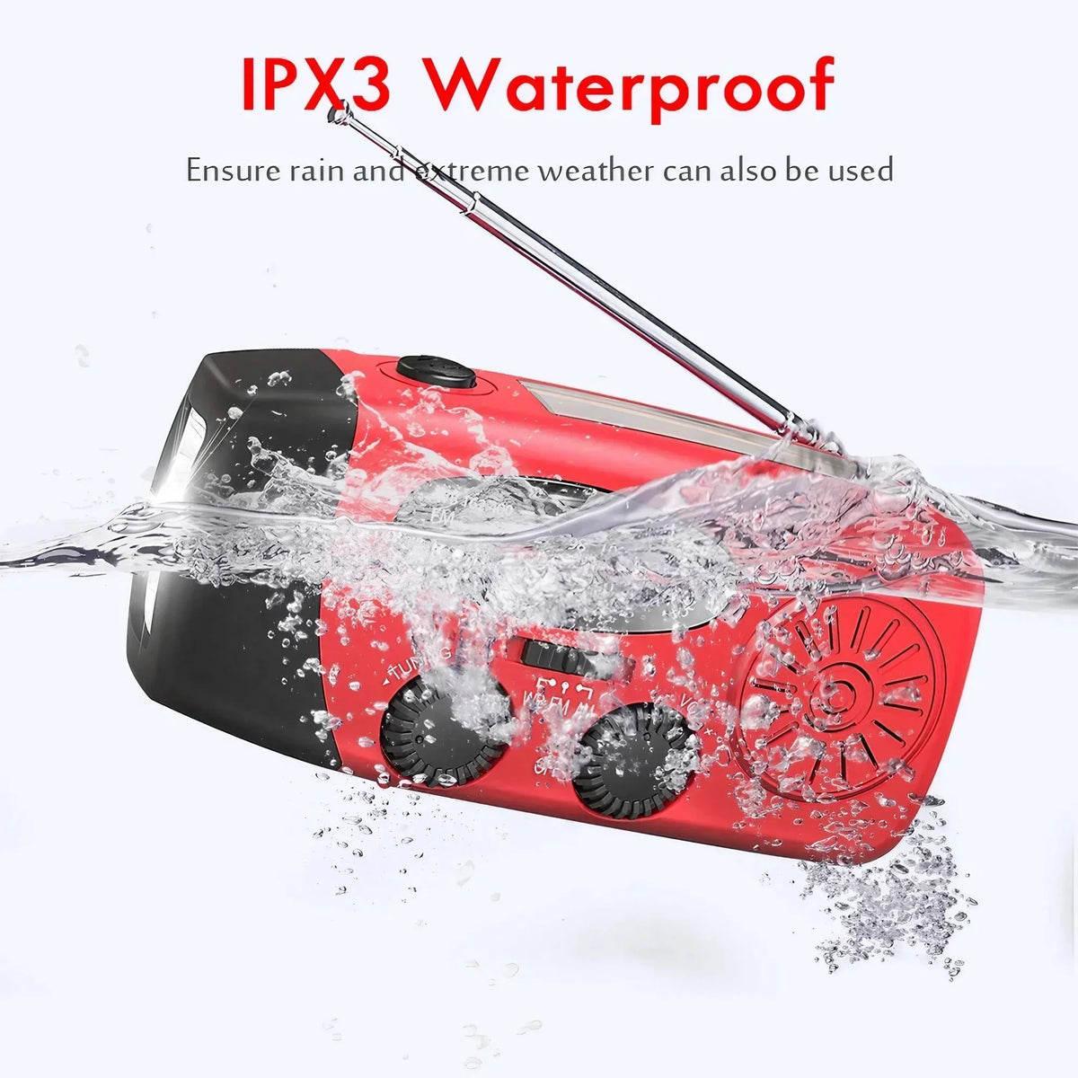 STONEGO Multifunctional Emergency FM/AM Radio – Solar, Hand-Crank, Phone Charger & Flashlight