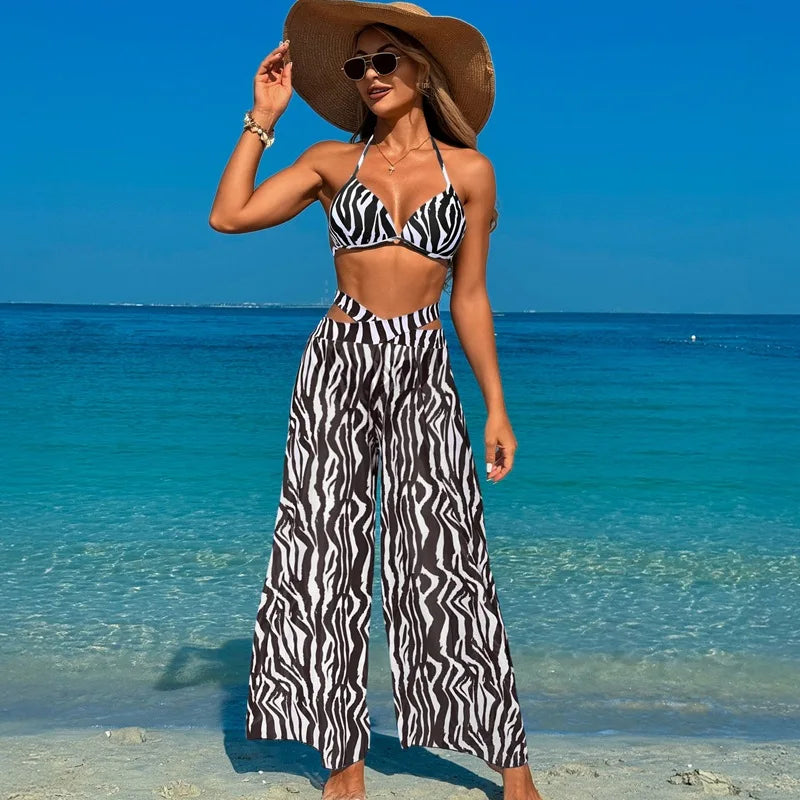 Designer Sexy Bikini Set Black Zebra Stripe