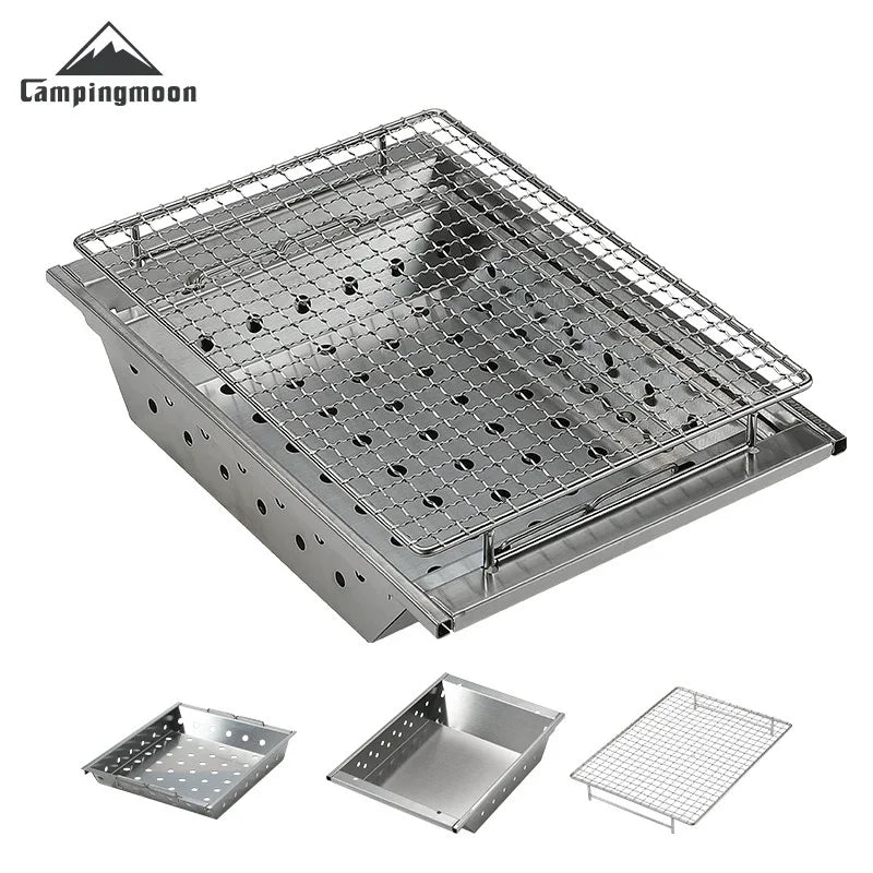 CAMPINGMOON UG-1 Unit IGT Carbon Grill Camping Table Expansion Windproof BBQ Double-Layer Insulated Firewood Stove