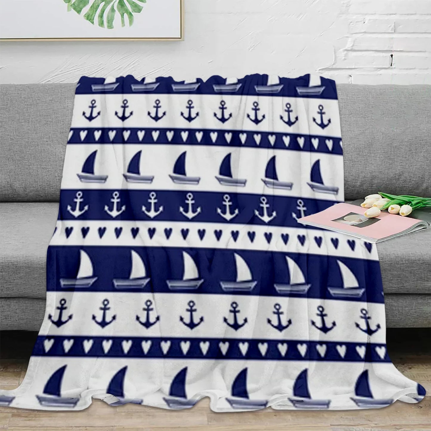 Nautical Anchor Flannel Blanket - Soft, Portable, Stylish