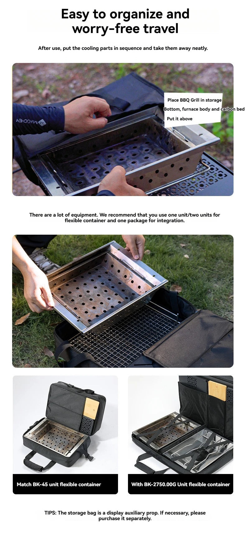 CAMPINGMOON UG-1 Unit IGT Carbon Grill Camping Table Expansion Windproof BBQ Double-Layer Insulated Firewood Stove