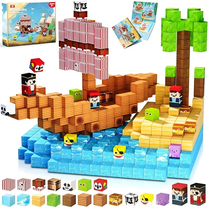 Pirate Ship Magnetic Building Blocks - STEM Playset.