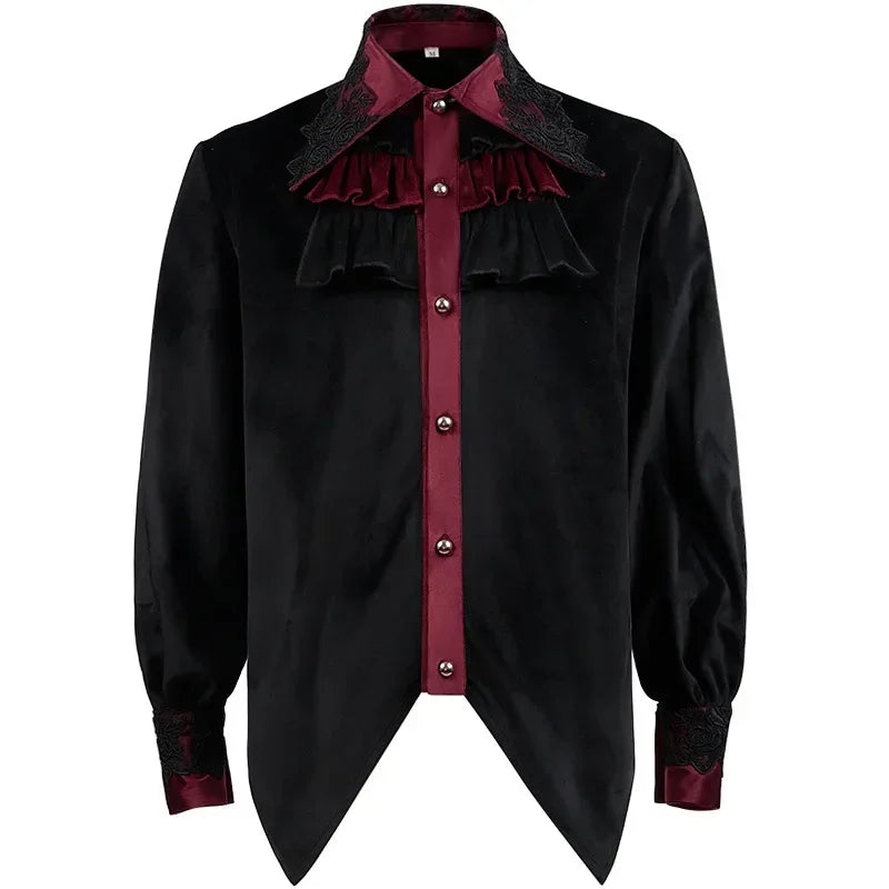 Black Ruffled Pirate Shirt - Gothic Victorian Style.