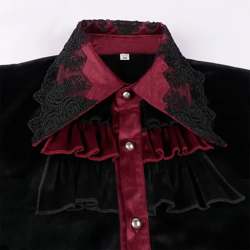 Black Ruffled Pirate Shirt - Gothic Victorian Style.