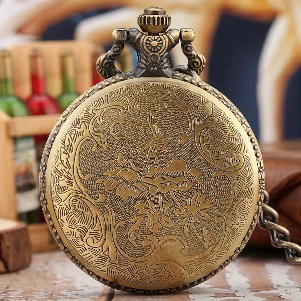 Skull Pirate Pocket Watch - Quartz Halloween Accessory.