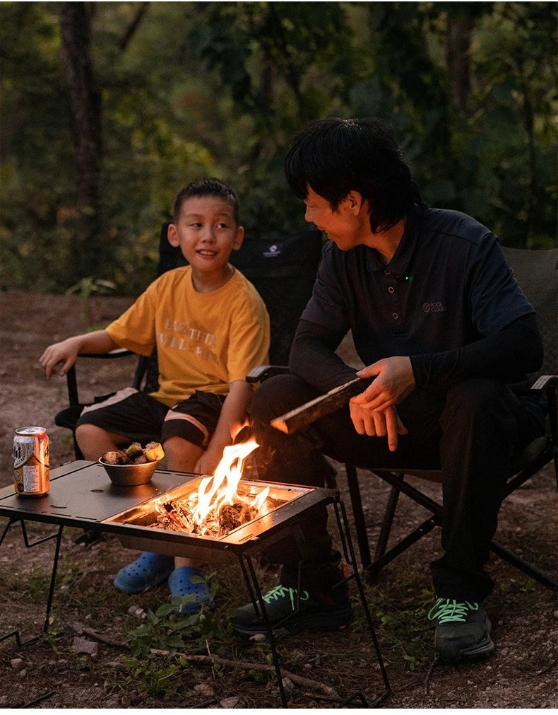 CAMPINGMOON UG-1 Unit IGT Carbon Grill Camping Table Expansion Windproof BBQ Double-Layer Insulated Firewood Stove