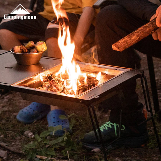 CAMPINGMOON UG-1 Unit IGT Carbon Grill Camping Table Expansion Windproof BBQ Double-Layer Insulated Firewood Stove