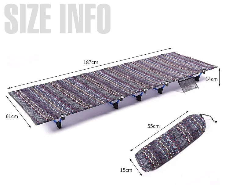 Camping Folding Cot 185cm One Person Outdoor Sleeping Tent Bed