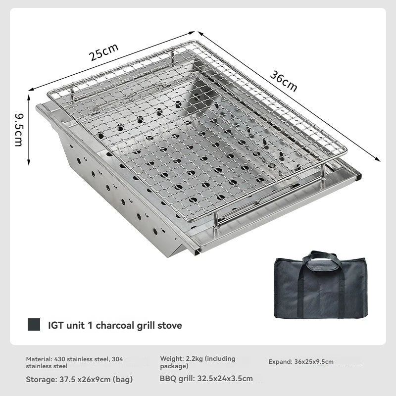 CAMPINGMOON UG-1 Unit IGT Carbon Grill Camping Table Expansion Windproof BBQ Double-Layer Insulated Firewood Stove