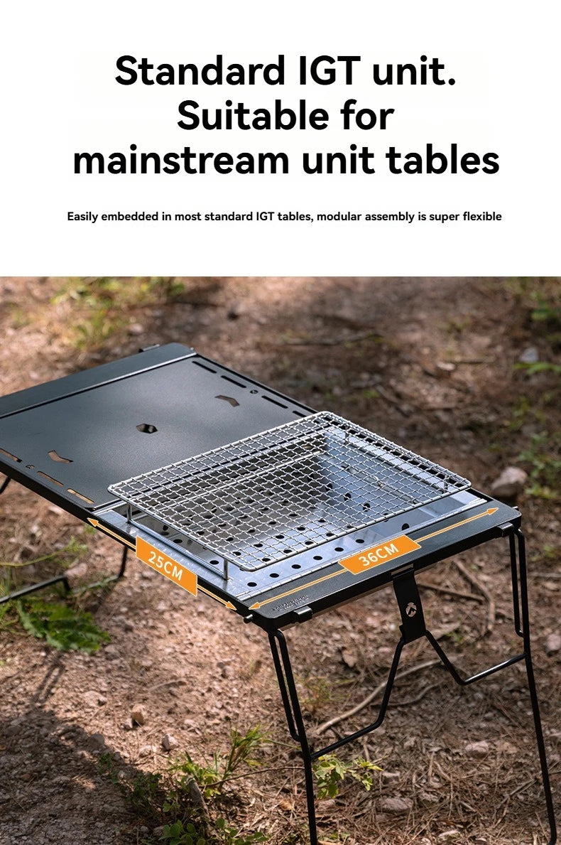CAMPINGMOON UG-1 Unit IGT Carbon Grill Camping Table Expansion Windproof BBQ Double-Layer Insulated Firewood Stove